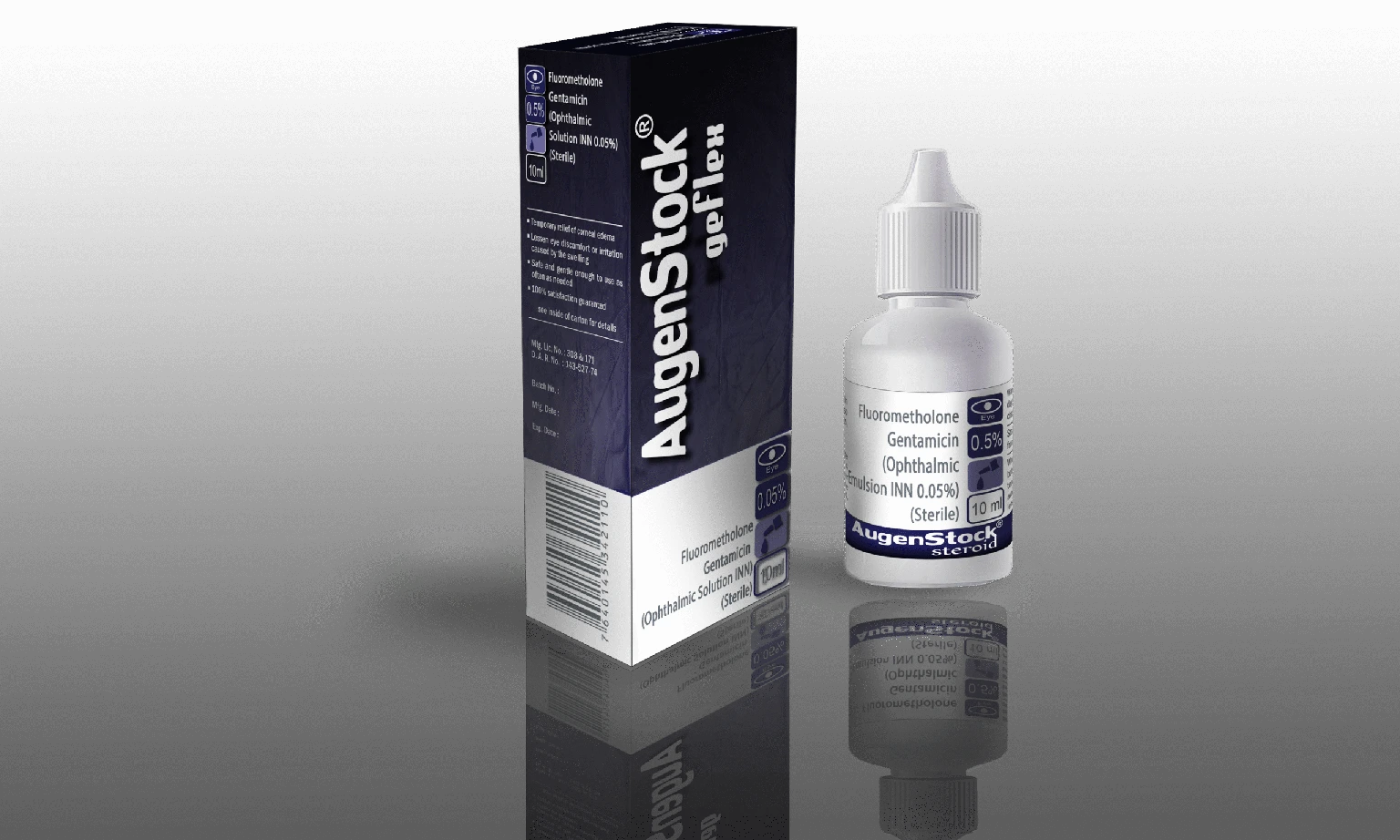 AugenStock Geflex packaging — Fluorometholone + Gentamicin, Confirm the current approved concentration