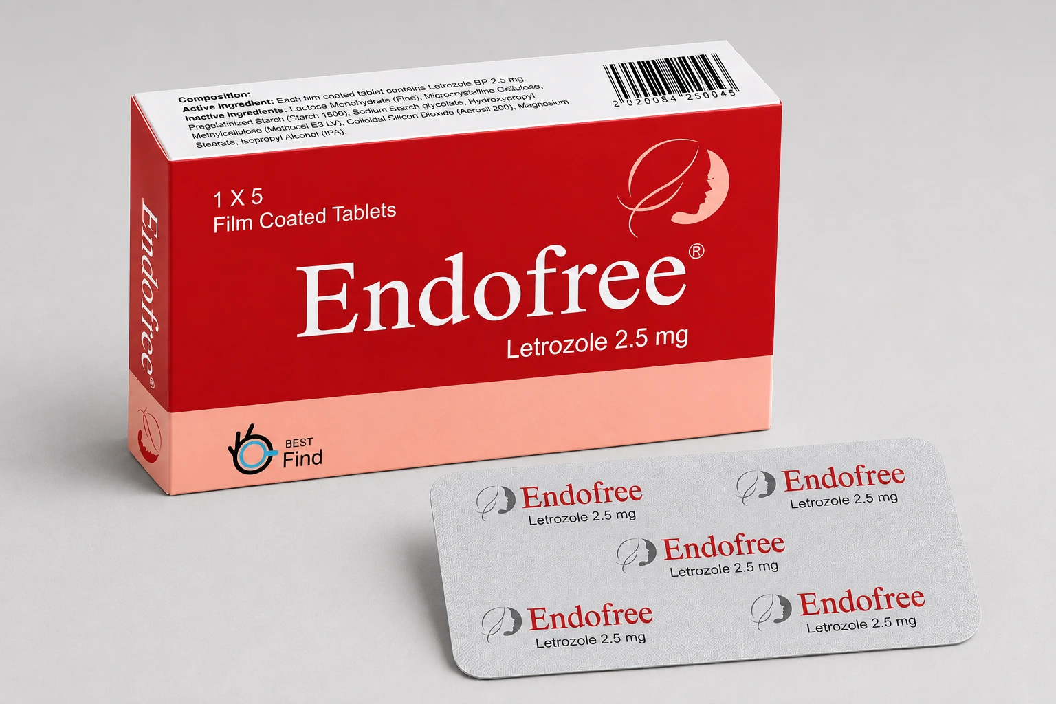 Endofree packaging — Letrozole, 2.5 mg