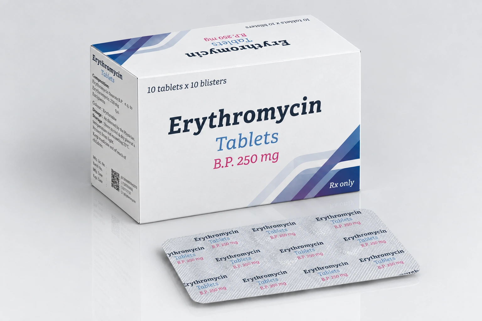 Erythromycin packaging — Erythromycin, 250 mg