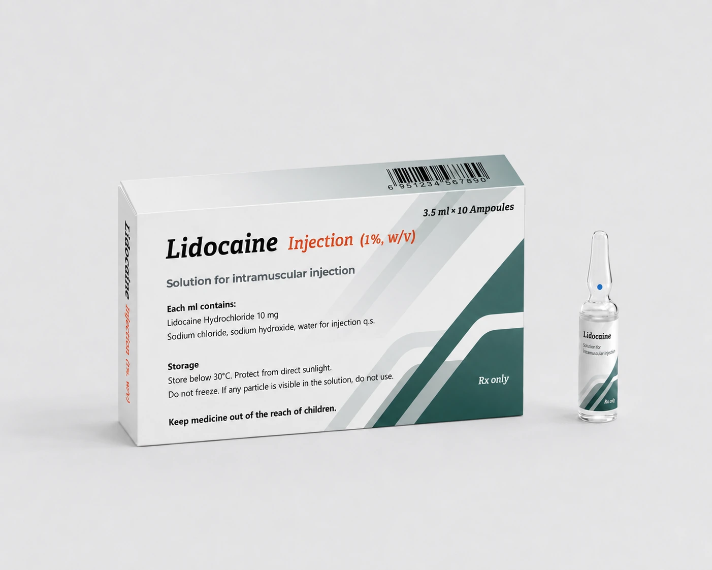 Lidocaine Injection packaging — Lidocaine hydrochloride, 10 mg/mL (1% w/v)
