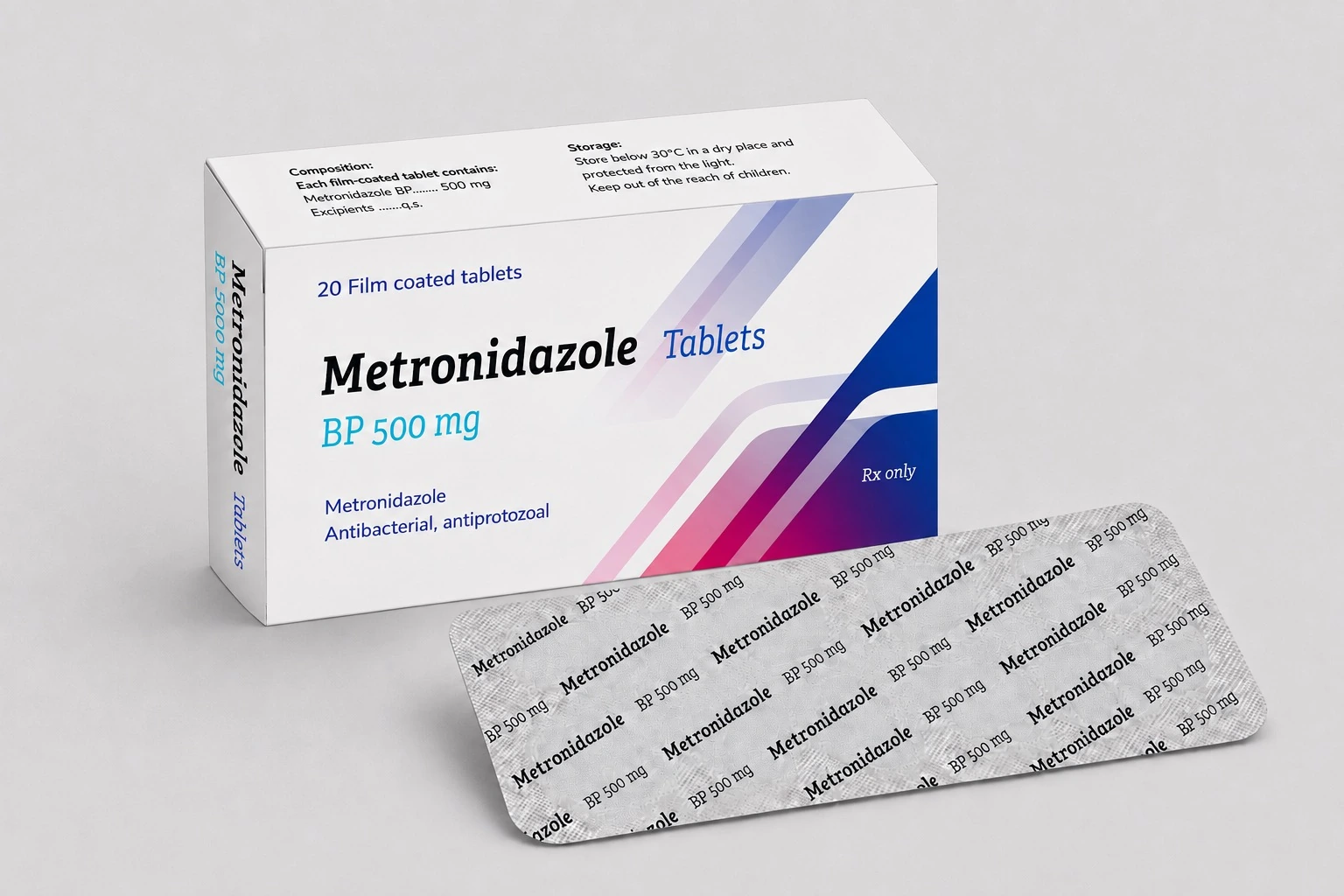 Metronidazole Tablets packaging — Metronidazole, 500 mg