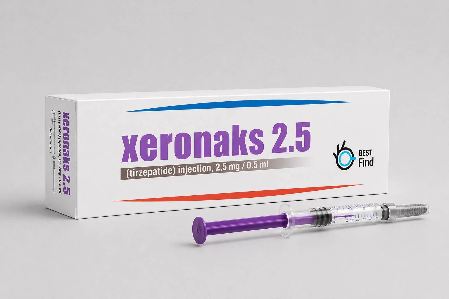 Xeronaks 2.5 packaging — Tirzepatide, 2.5 mg/0.5 mL