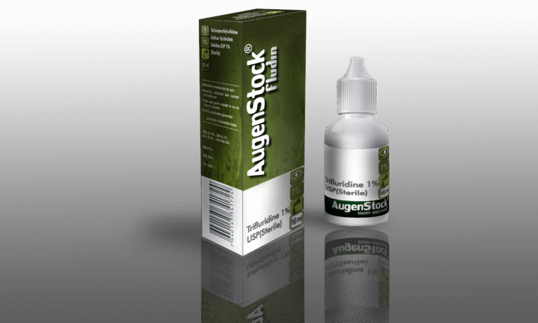AugenStock Fludin Sterile Eye Drops product packaging