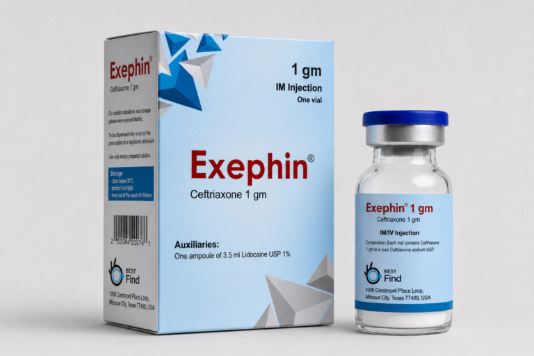 Exephin product packaging