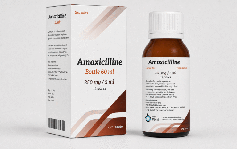 Amoxicilline Suspension 250mg/5ml product packaging